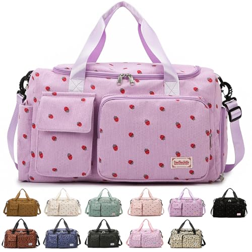 Sporttasche Damen Groß Mit Separatem Schuhfach & Nassfach Belüftetes Schuhfach Mit Luftlöchern Wasserdichter Nassbereich Für Chwimmtasche Fitness Yoga Reise (F,High-Density Fabric) von BlissFabrics