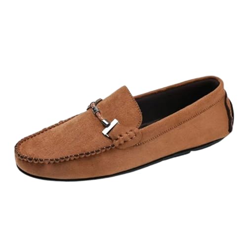 Herren Elegant Schnalle Halbschuhe Komfort Wildleder Fahrschuhe Stilvoll Mokassin Slippers Hausschuhe Pantoffeln,Flacher Slipper Leicht und atmungsaktiv,für Arbeit,Spazieren,Freizeit EU39-45 von Blissbuilt