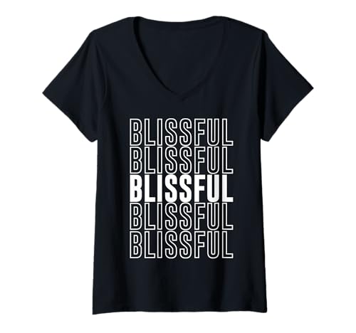 Damen Glückselig T-Shirt mit V-Ausschnitt Damen Glückselig T-Shirt mit V-Ausschnitt von Blissful Apparel