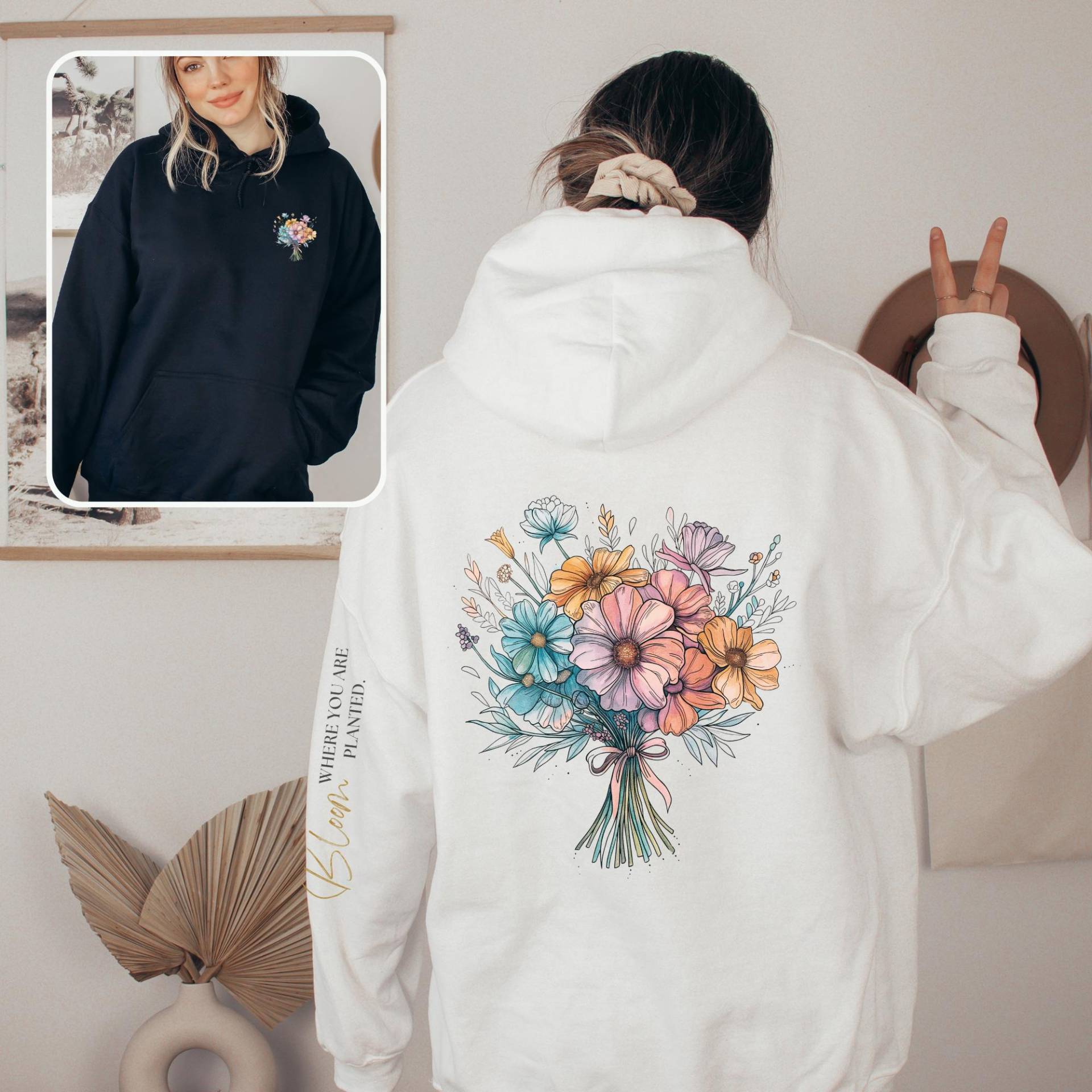 Wildflowers Shirt Floral Sweatshirt Sleeves Print Bloom Where You Are Planted Cottagecore Hoodie Vintage Best Gift For Flower Lover Summer von BlissfulSpiritStudio
