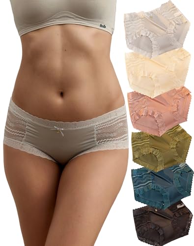 Blitshape Damen Unterhosen Baumwolle 6er Pack Bequem Atmungsaktiv Nahtlos Hohe Taille Tanga Slip Unterwäsche L von Blitshape