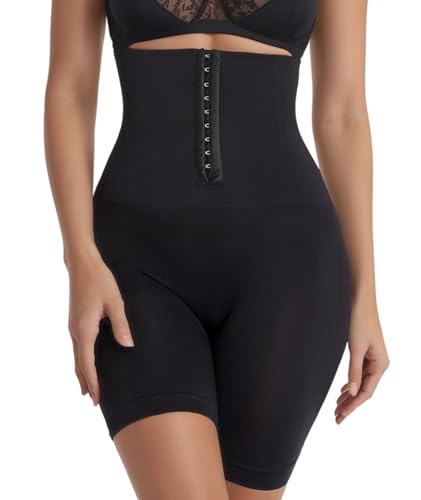 Blitshape Miederhose Stark Formend Bauchweg Unterhose Slip Shapewear Shaping Unterwäsche mit Bein Miederslips Damen Hose Push Up Shorts Lifter Schwarz 5XL von Blitshape