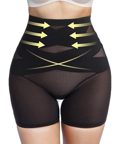 Blitshape Miederhose Stark Formend Bauchweg Unterhose Slip Shapewear Shaping Unterwäsche mit Bein Miederslips für Damen Hose Push Up Shorts Schwarz 3XL von Blitshape