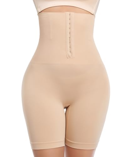 Blitshape Miederslips Damen Bauchweg Unterhose Slip Shapewear Shaping Unterwäsche Miederhose mit Bein Hose Stark Formend Push Up Shorts Lifter Beige 4XL von Blitshape