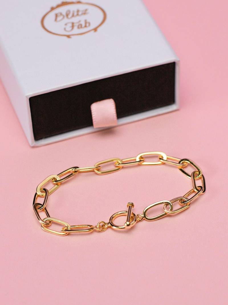 925 Sterling Silber 24K Gold Vermeil 4 Mikron | Papierclip Glieder Armband Stapel Kette Layering Chain Kettenarmband von BlitzFab