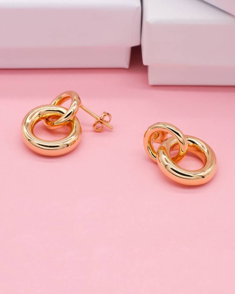 Chunky Gold Ohrringe 24K Gold Vermeil Statement Hängend Vergoldete Nickelfrei Geschenk Für Frauen Ohrhänger von BlitzFab