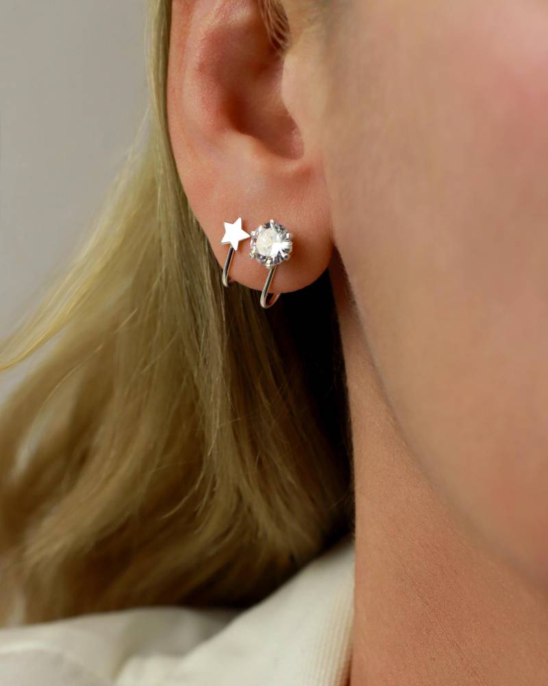 stern Doppel-Effekt Ohrringe Silber 925 Geschenke Für Frauen Mit Geschenkbox von BlitzFab