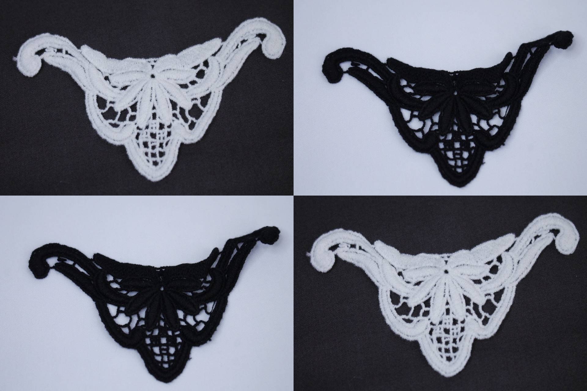 Gestickte Applikation Aus Wollfaser - Verzierung, Spitzeneinsatz 14x8 cm Schwarz Oder Weiß von BlitzIdee24