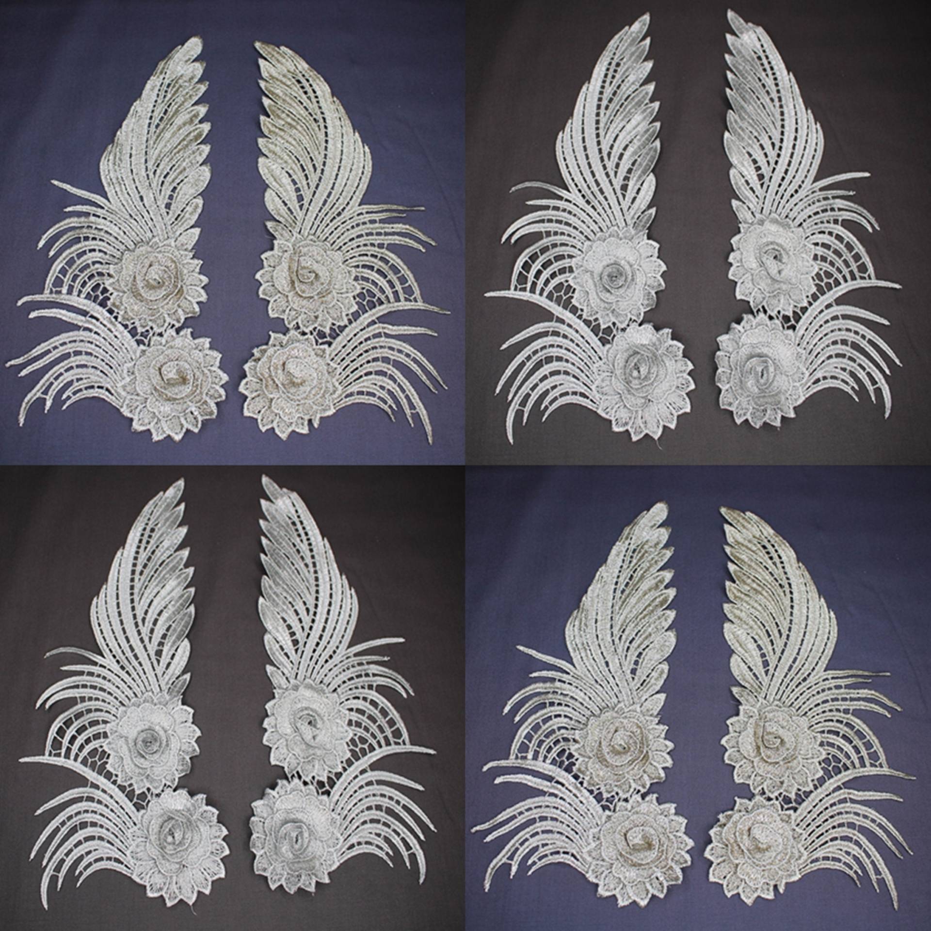 Spitzenapplikation- Gestickte Spitze, 1 Paar | 2 Stück - 30x15 cm Farben von BlitzIdee24