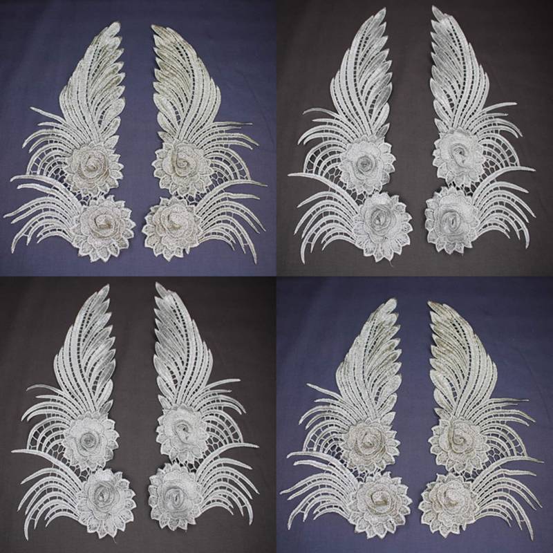 Spitzenapplikation- Gestickte Spitze, 1 Paar | 2 Stück - 30x15 cm Farben von BlitzIdee24