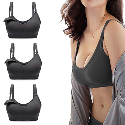 Bllatta Damen Still-BH Schwangerschaft Still BHS ohne Bügel Nahtlose(3 Stück) (Black+Black+Black, L/XL(=XL)) von Bllatta