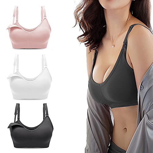 Bllatta Damen Still-BH Schwangerschaft Still BHS ohne Bügel Nahtlose(3 Stück) (Black+Pink+White, L/XL(=XL)) von Bllatta