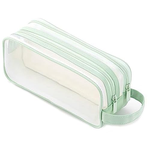 Blmirror 1 Stück Gitternetz-Federmäppchen, Durchsichtiges Federmäppchen, Transparente Make-Up-Tasche für Teenager, Studenten, College-Grün von Blmirror