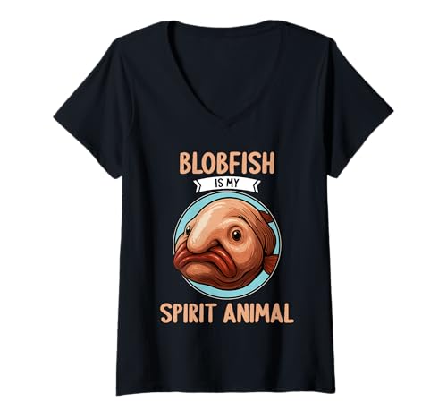 Damen Blobfische Blobfisch T-Shirt mit V-Ausschnitt Damen Blobfische Blobfisch T-Shirt mit V-Ausschnitt von Blobfische Blobfisch Tier Shop