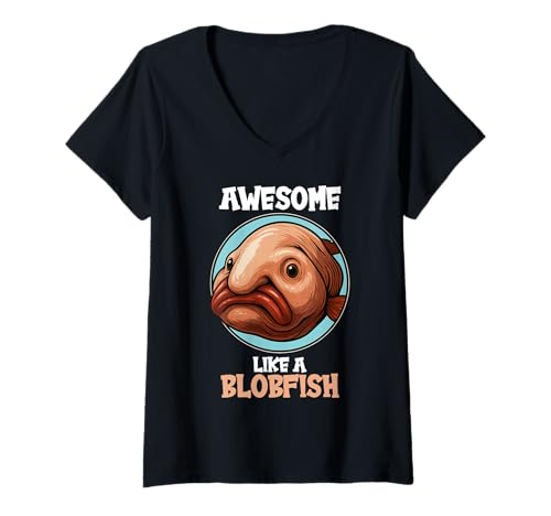 Damen Blobfische Blobfisch T-Shirt mit V-Ausschnitt von Blobfische Blobfisch Tier Shop