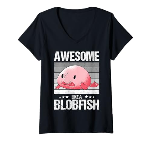 Damen Blobfische Blobfisch T-Shirt mit V-Ausschnitt Damen Blobfische Blobfisch T-Shirt mit V-Ausschnitt von Blobfische Blobfisch Tier Shop