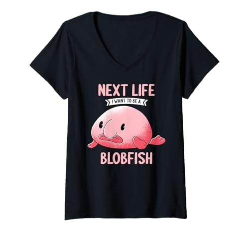 Damen Blobfische Blobfisch T-Shirt mit V-Ausschnitt Damen Blobfische Blobfisch T-Shirt mit V-Ausschnitt von Blobfische Blobfisch Tier Shop