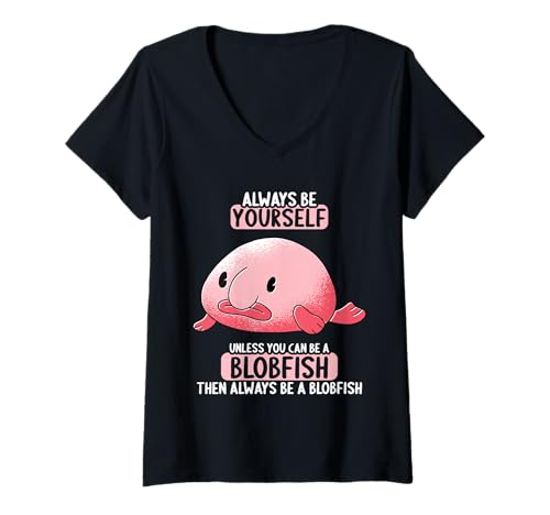 Damen Blobfische Blobfisch T-Shirt mit V-Ausschnitt Damen Blobfische Blobfisch T-Shirt mit V-Ausschnitt von Blobfische Blobfisch Tier Shop
