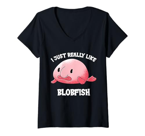 Damen Blobfische Blobfisch T-Shirt mit V-Ausschnitt Damen Blobfische Blobfisch T-Shirt mit V-Ausschnitt von Blobfische Blobfisch Tier Shop
