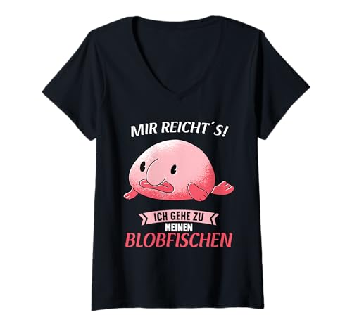 Damen Blobfische Blobfisch T-Shirt mit V-Ausschnitt von Blobfische Blobfisch Tier Shop