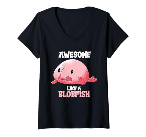 Damen Blobfische Blobfisch T-Shirt mit V-Ausschnitt Damen Blobfische Blobfisch T-Shirt mit V-Ausschnitt von Blobfische Blobfisch Tier Shop