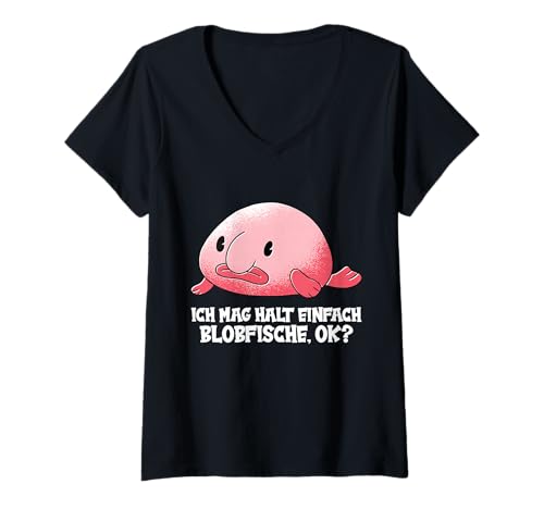 Damen Blobfische Blobfisch T-Shirt mit V-Ausschnitt Damen Blobfische Blobfisch T-Shirt mit V-Ausschnitt von Blobfische Blobfisch Tier Shop
