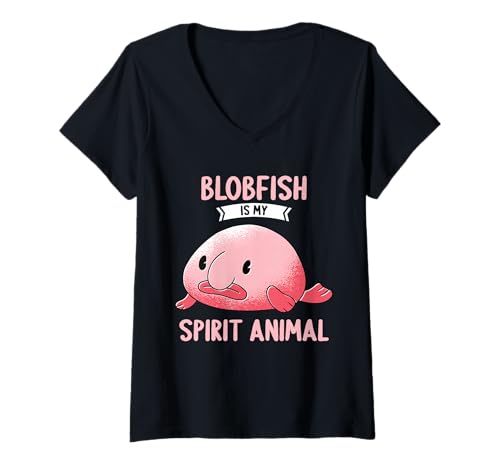 Damen Blobfische Blobfisch T-Shirt mit V-Ausschnitt Damen Blobfische Blobfisch T-Shirt mit V-Ausschnitt von Blobfische Blobfisch Tier Shop