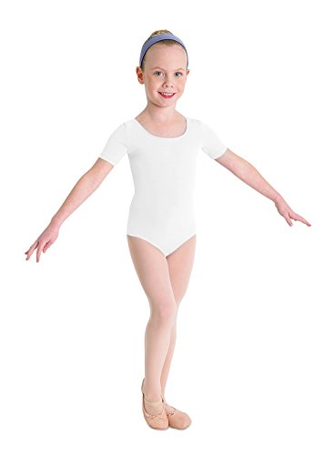 Kinder Ballett Body mit kurzem Arm und rundem Halsausschnitt weiß Gr. 6-7 von Bloch