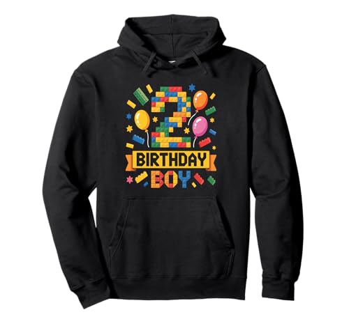 Birthday Boy Builder Bro I'm 2 Year Old Building Blocks Pullover Hoodie von Block Building Birthday Boy