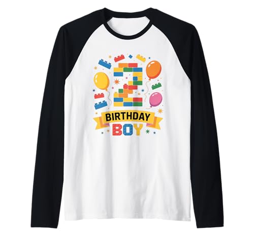 Birthday Boy Builder Bro I'm 2 Year Old Building Blocks Raglan von Block Building Birthday Boy