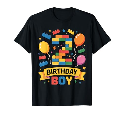 Birthday Boy Builder Bro I'm 2 Year Old Building Blocks T-Shirt von Block Building Birthday Boy