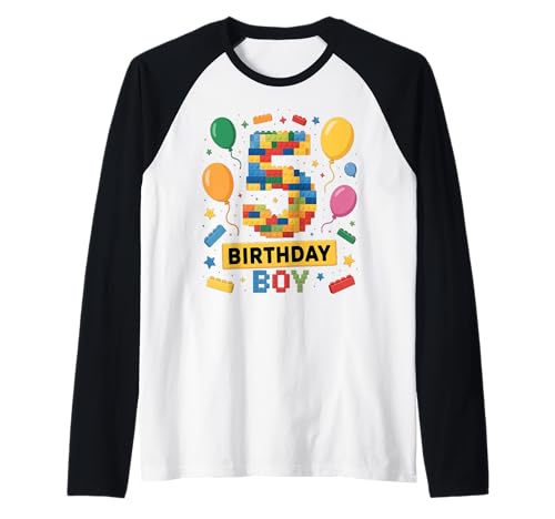 Birthday Boy Builder Bro I'm 5 Year Old Building Blocks Raglan von Block Building Birthday Boy