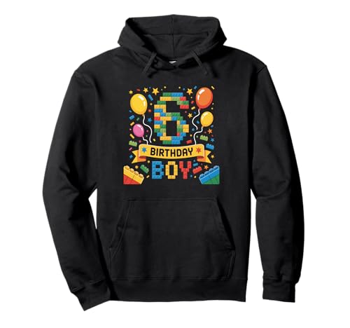 Birthday Boy Builder Bro I'm 6 Year Old Building Blocks Pullover Hoodie von Block Building Birthday Boy