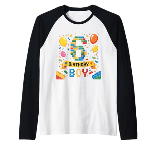 Birthday Boy Builder Bro I'm 6 Year Old Building Blocks Raglan von Block Building Birthday Boy