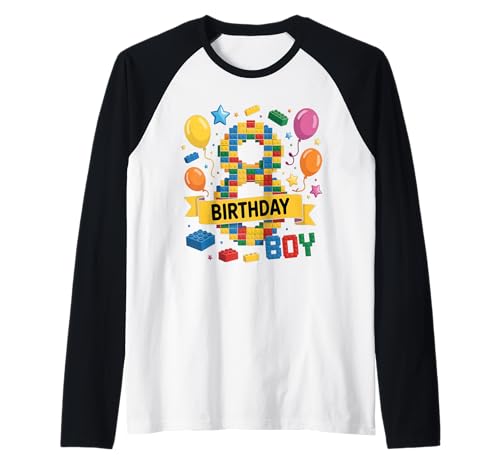 Birthday Boy Builder Bro I'm 8 Year Old Building Blocks Raglan von Block Building Birthday Boy