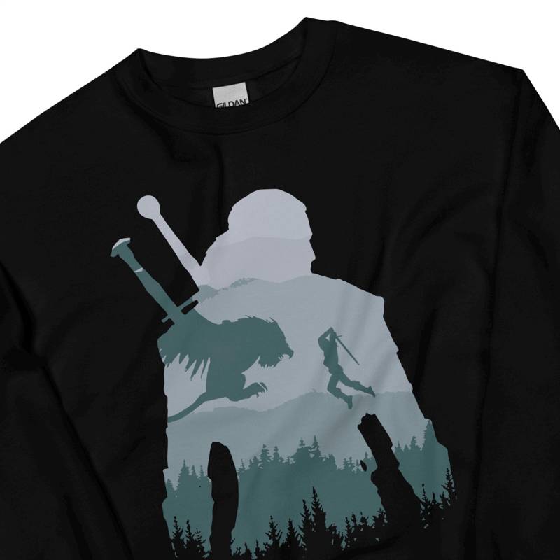 Witcher Geralt Silhouette Sweatshirt Videospiel Tv Serie Witcher Geralt Silhouette Sweatshirt Videospiel Tv Serie von Blockbustees
