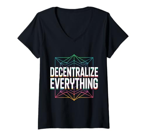 Damen Alles dezentralisieren Blockchain Crypto T-Shirt mit V-Ausschnitt Damen Alles dezentralisieren Blockchain Crypto T-Shirt mit V-Ausschnitt von Blockchain Crypto Tees Apparel