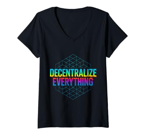 Damen Alles dezentralisieren Blockchain Crypto T-Shirt mit V-Ausschnitt Damen Alles dezentralisieren Blockchain Crypto T-Shirt mit V-Ausschnitt von Blockchain Crypto Tees