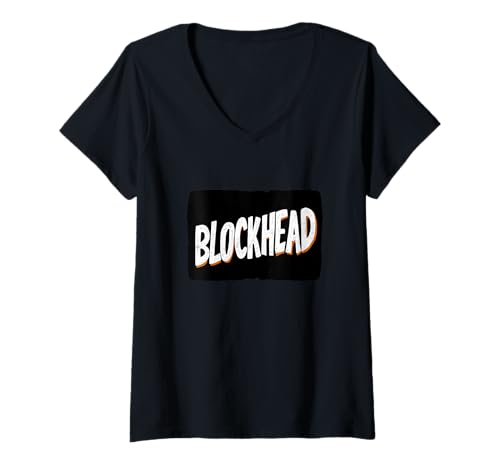 Damen Cooles Blockhead Statement Kostüm für Erwachsene und Kinder T-Shirt mit V-Ausschnitt Damen Cooles Blockhead Statement Kostüm für Erwachsene und Kinder T-Shirt mit V-Ausschnitt von Blockhead Outfit