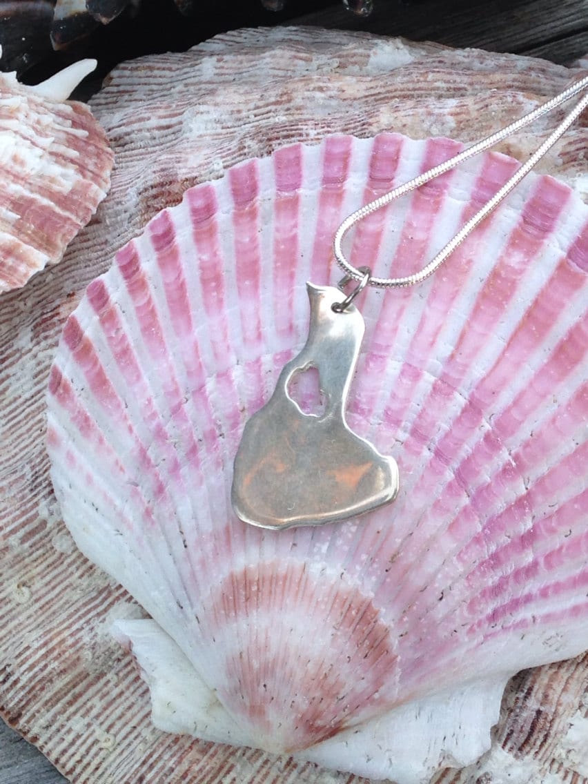 Block Insel Anhänger, Sterling Silber , Metall Halskette Block Insel Anhänger, Sterling Silber , Metall Halskette von Blockislandarts