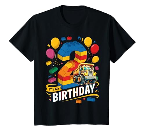 Kinder Zahlenblöcke Geburtstag 2 Bauwagen Baumeister Gebäude T-Shirt Kinder Zahlenblöcke Geburtstag 2 Bauwagen Baumeister Gebäude T-Shirt von Blocks 2nd Birthday Construction Theme Party