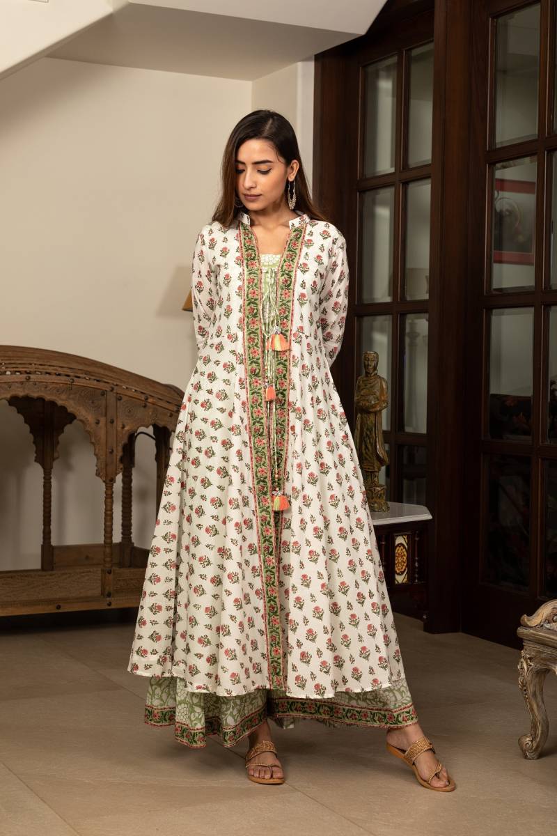 Handblock Print Jacke Set, Blockprint Jacke, Shrug Bolero, Poncho, Langer Mantel, Cardigan, Boho Kleid, Festliche Kleidung, Tägliche Kleidung von BlocksbyInaraJaipur