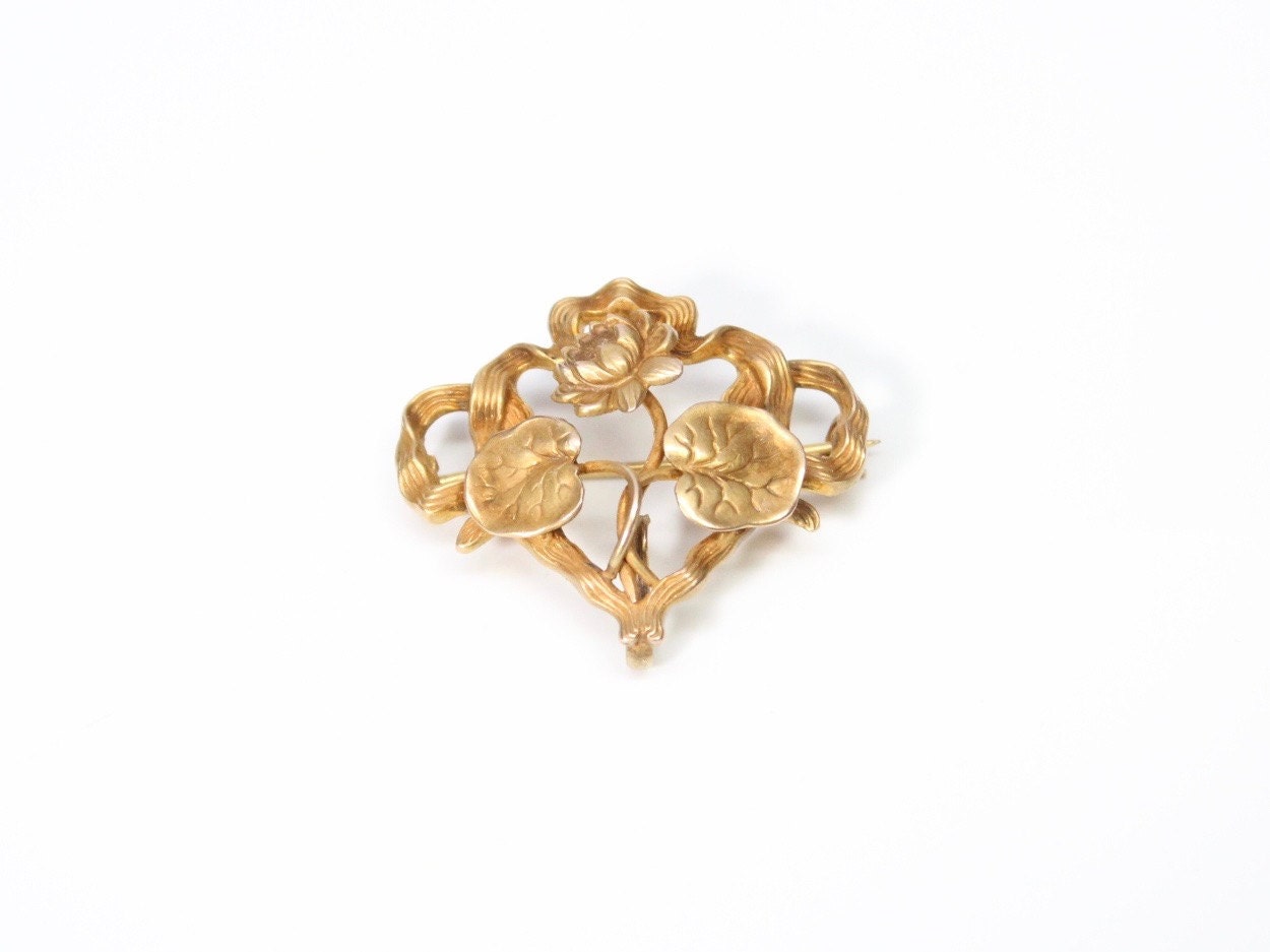 Jugendstil 9 K Gold See Maigine Brosche - Chatelaine Pin Exquisite Und Alle Original von BlodgettandSon