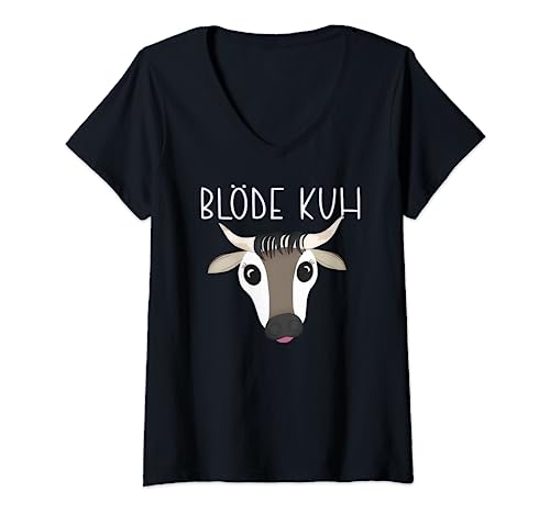 Damen Lustiges Blöde Kuh Dumme Kuh Frauenpower mit Ironie und Spaß T-Shirt mit V-Ausschnitt von Blöde Kuh Ironie Spaß & Satire Geschenk Outfits