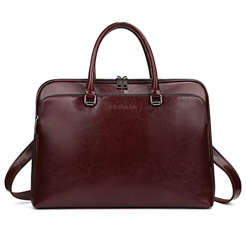 Blofinche Laptop Messenger Umhängetasche: Echtes Leder Arbeit Aktentasche 13,3 15,6 Zoll Designer Handtasche, Kaffee, 15.6 inch von Blofinche