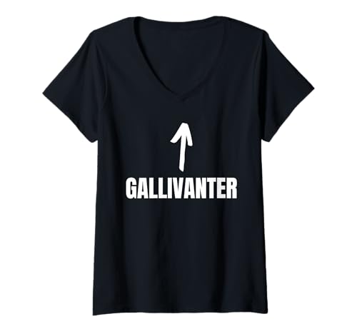 Damen Lustiger Gallivanter und Gallivanting T-Shirt mit V-Ausschnitt Damen Lustiger Gallivanter und Gallivanting T-Shirt mit V-Ausschnitt von Blogger and Climbing Travelling And Hiking Apparel