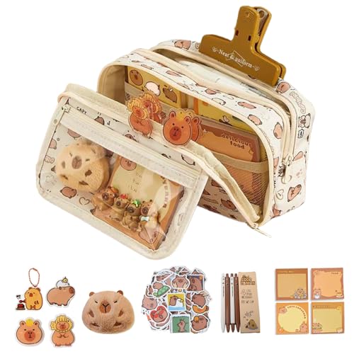 Blogiiup Bleistiftbeutel, Capybara Bleistiftkoffer, mehrschichtige Beutel, Capybara-Tasche mit Reißverschluss, Sten von Blogiiup