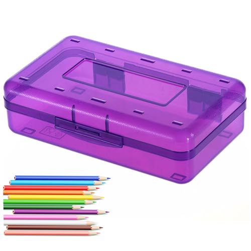 Blogiiup Bleistifthalter, Plastikstiftkasten transparent sichtbares Gehäuse großer Kapazitätshalter Hartes Crayon Box mit Deckel Multifunktionsfällen für die Schule, Fall Organizer von Blogiiup