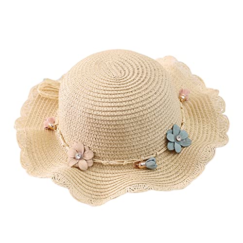 Blogiiup Mädchen Sonne Hut Sommer Strandhut Blumen Strohhut Sonne Visor Hut für Kinder Urlaub im Freien, Strandhut für Kleinkind von Blogiiup