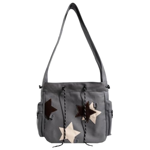Blogiiup Star -Geldbörse, Star Messenger -Tasche, große Kapazität süße Einkaufstasche mit Seitenpockt, Canvas -Geldbörse, Schulter-/Crossbody -Messenger mit Kordelreißzipper für die Reiseschule von Blogiiup